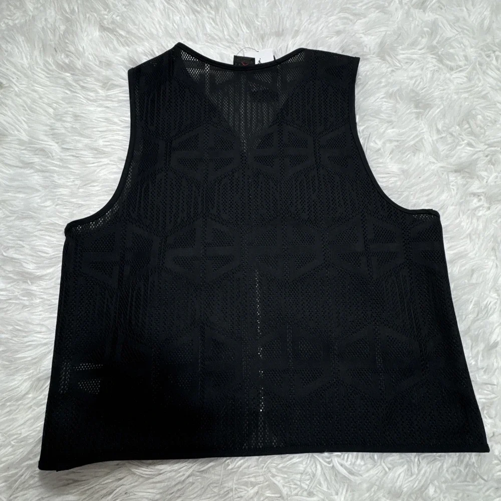 JORDAN Essentials Canvas Mesh Vest Men Medium M Black Full Zip Pockets‎ New $140